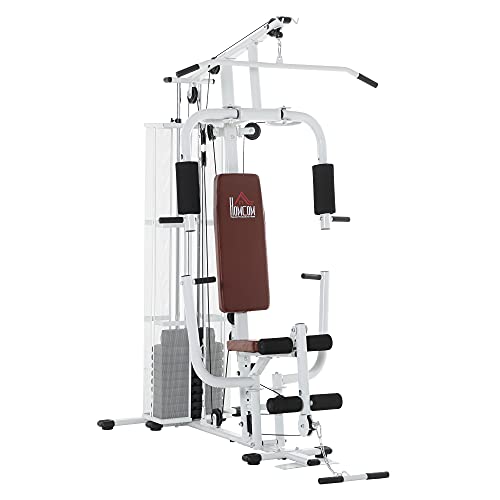 HOMCOM Multistation: Kraftstation mit Latzug, Butterfly & 45 kg Gewichten