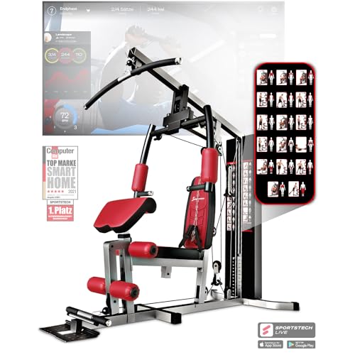 Sportstech HGX300: Multifunktions-Kraftstation mit Beinpresse, Stepper & Powertower