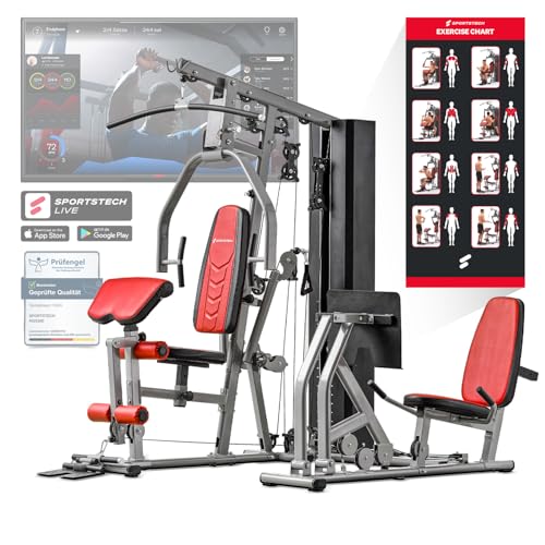Sportstech HGX300: Multifunktions-Kraftstation mit Beinpresse, Stepper & Powertower
