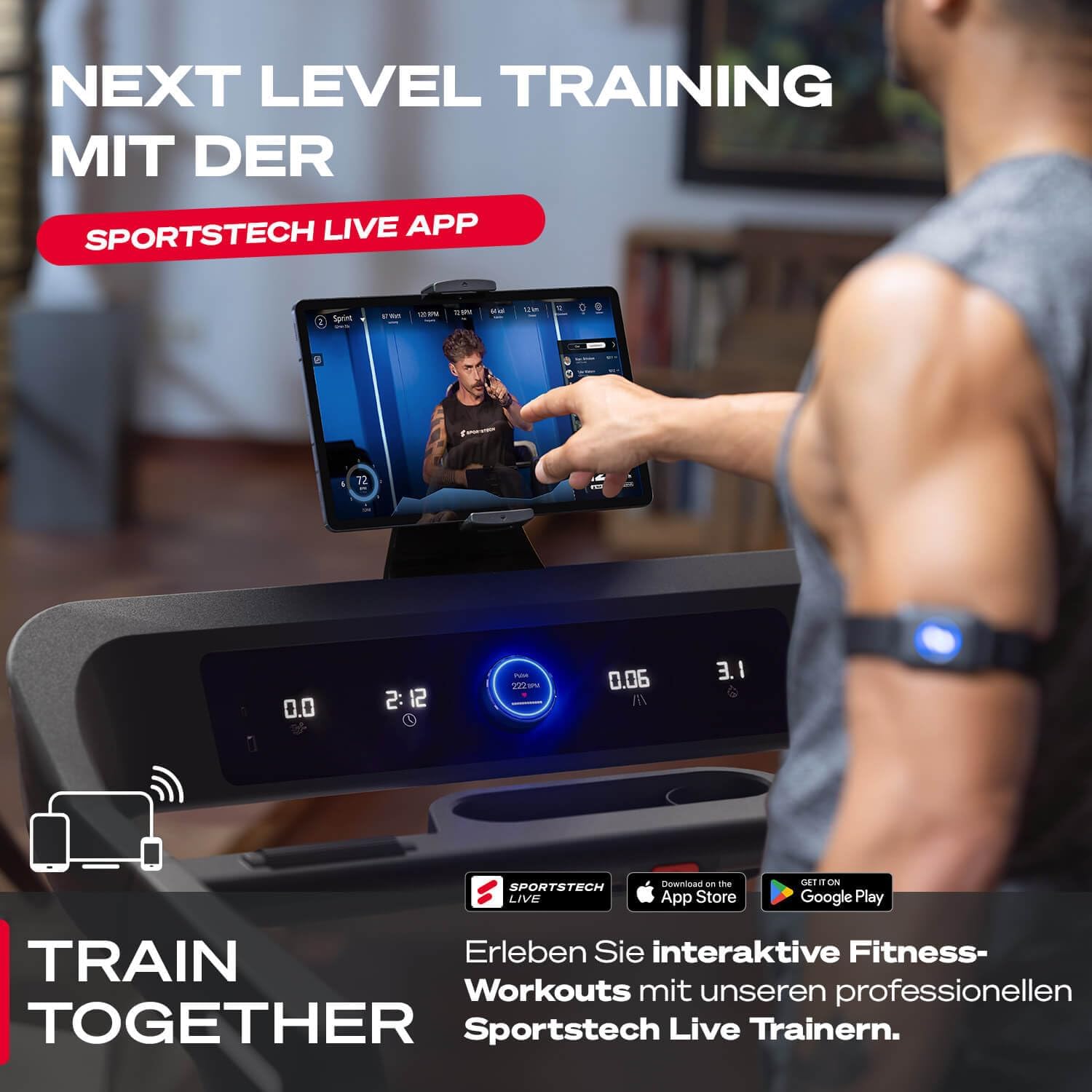 Sportstech sTread Pro/Lite: Klappbares Laufband mit 20 km/h, 17 % Steigung und 7 PS Motor