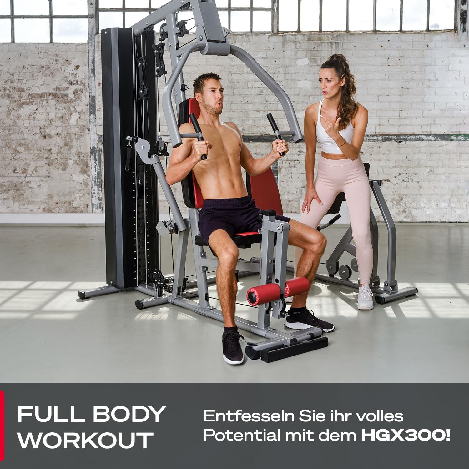 Sportstech HGX300: Multifunktions-Kraftstation mit Beinpresse, Stepper & Powertower