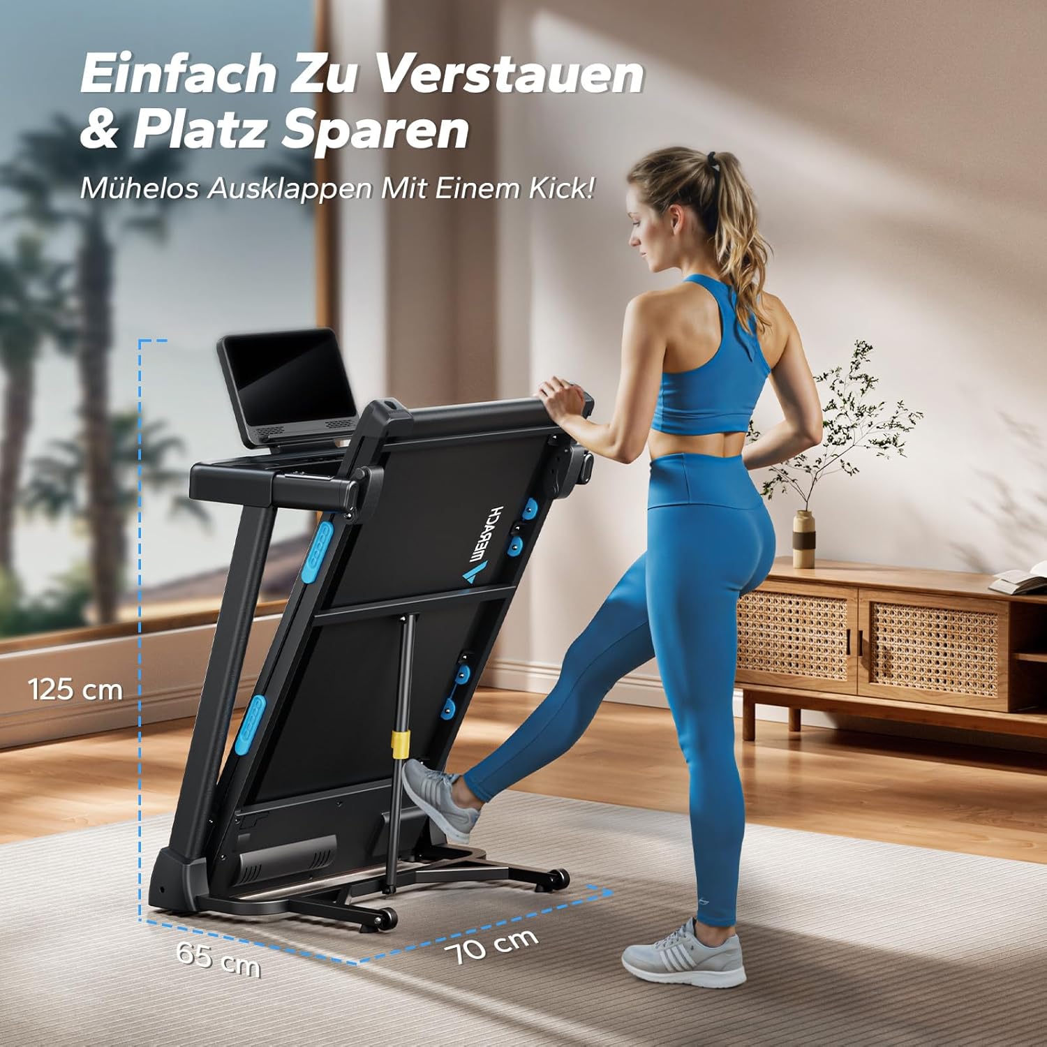 MERACH Klappbares Laufband: 2,5 PS, Steigung, 0,8–12 km/h für Zuhause