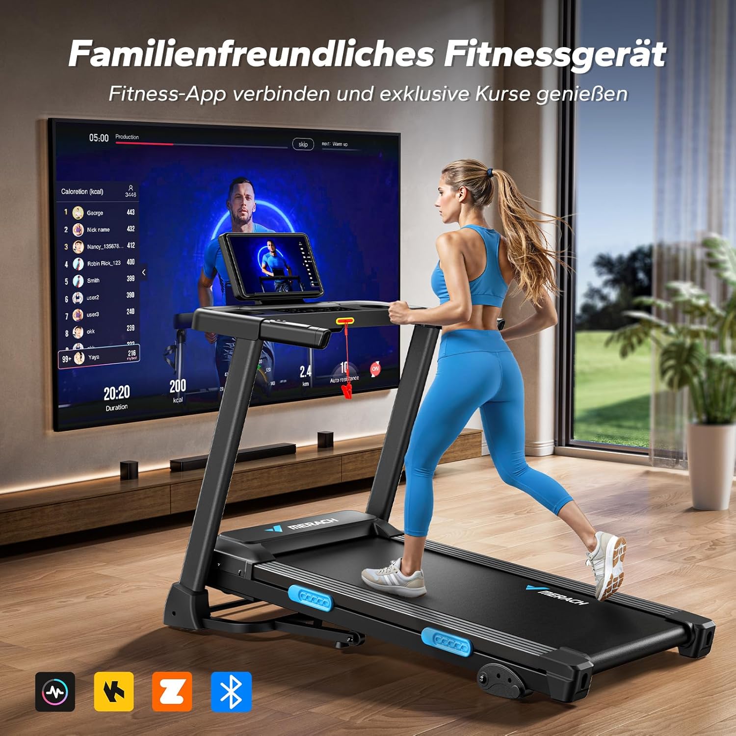 MERACH Klappbares Laufband: 2,5 PS, Steigung, 0,8–12 km/h für Zuhause