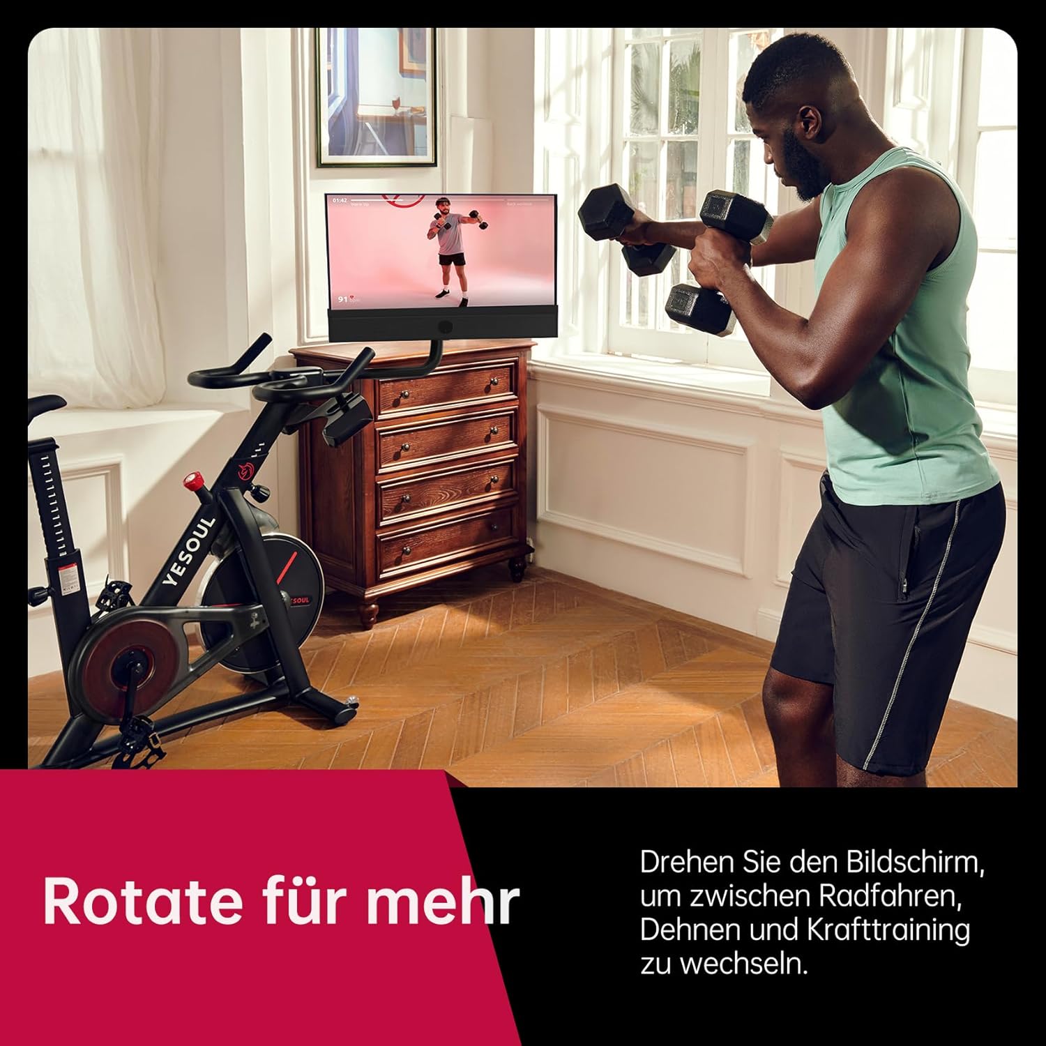 YESOUL G1M Plus: Leises Indoor‑Bike mit 21,5″ FHD‑Display